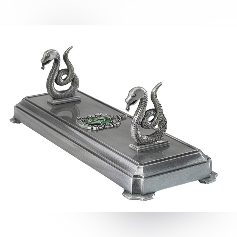 Elegant Silver Wand/Pen Stand with Slytherin Snake Design